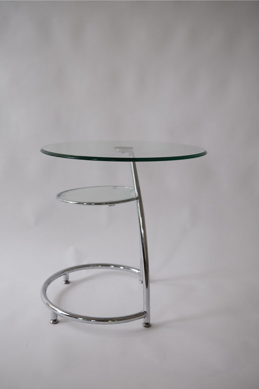 Vintage glass & chrome side table