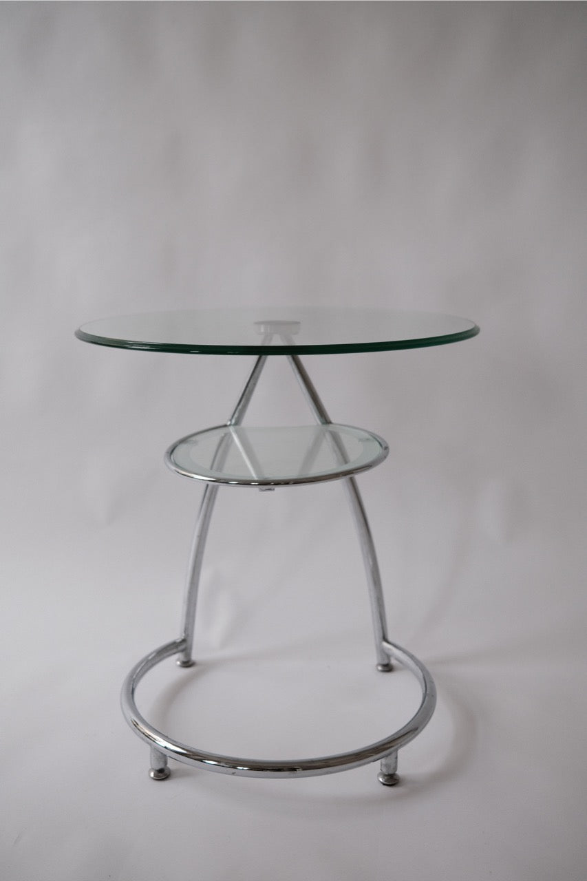 Vintage glass & chrome side table