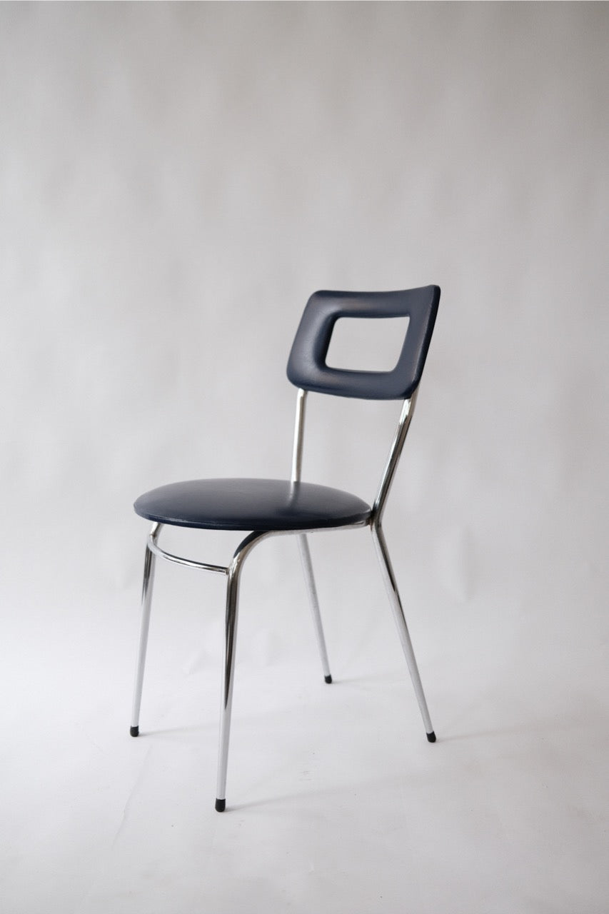 Vintage marine blue faux leather chair
