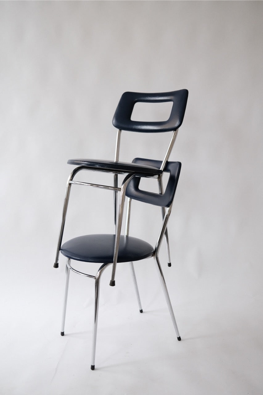 Vintage marine blue faux leather chair