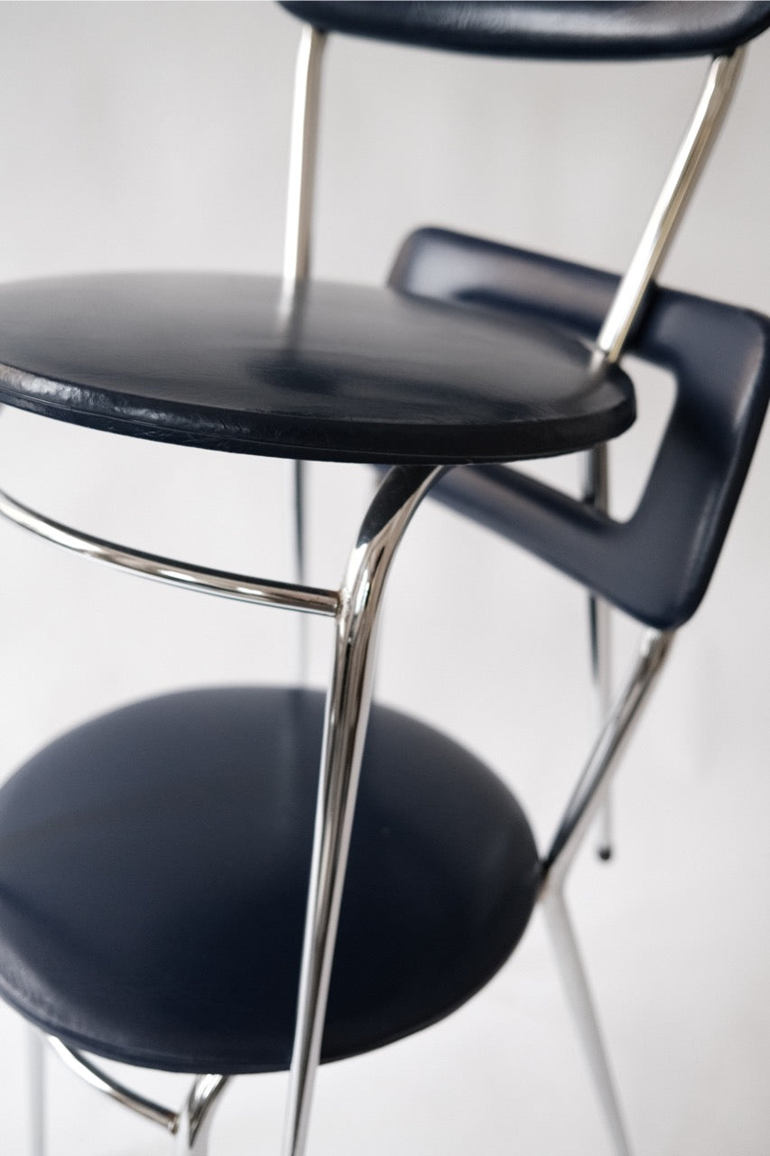 Vintage marine blue faux leather chair