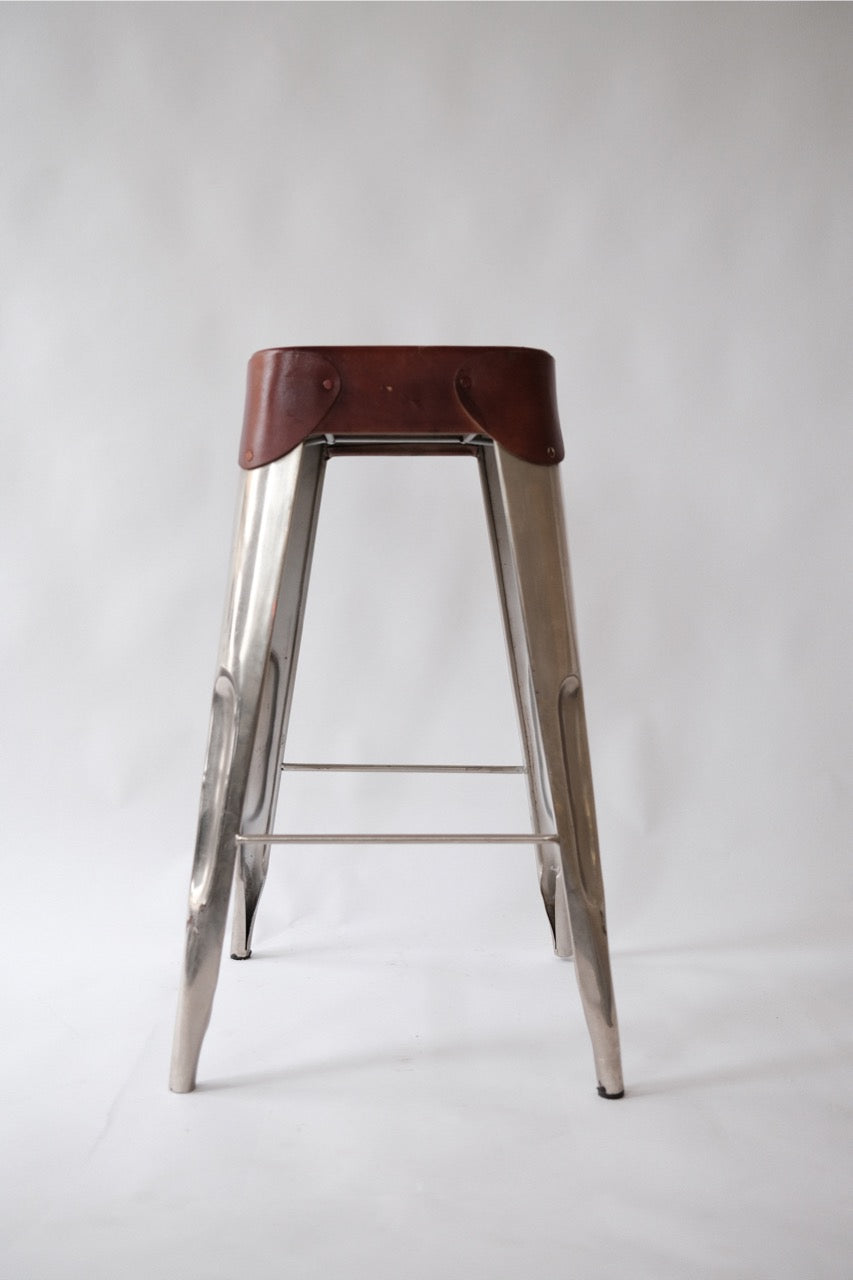 vintage chrome & leather bar stool