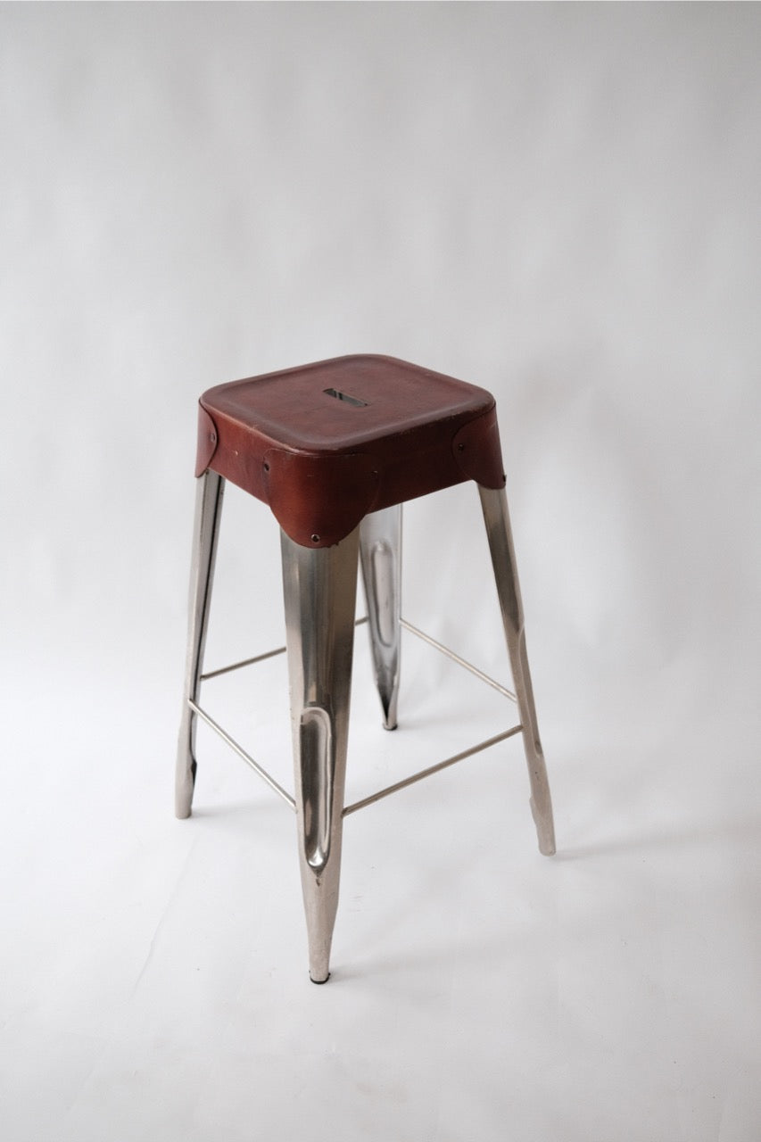 vintage chrome & leather bar stool