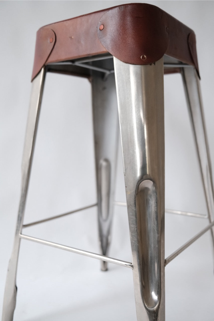 vintage chrome & leather bar stool