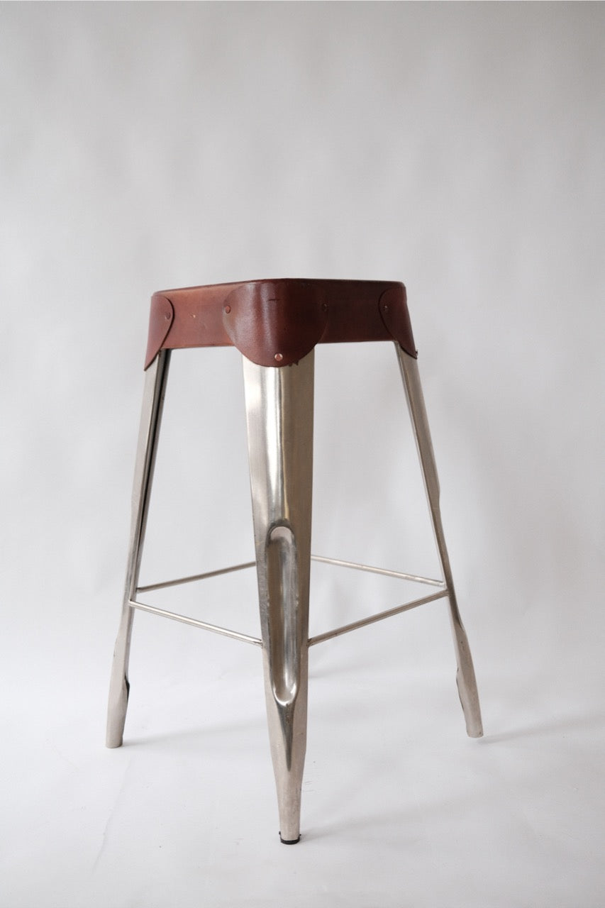 vintage chrome & leather bar stool
