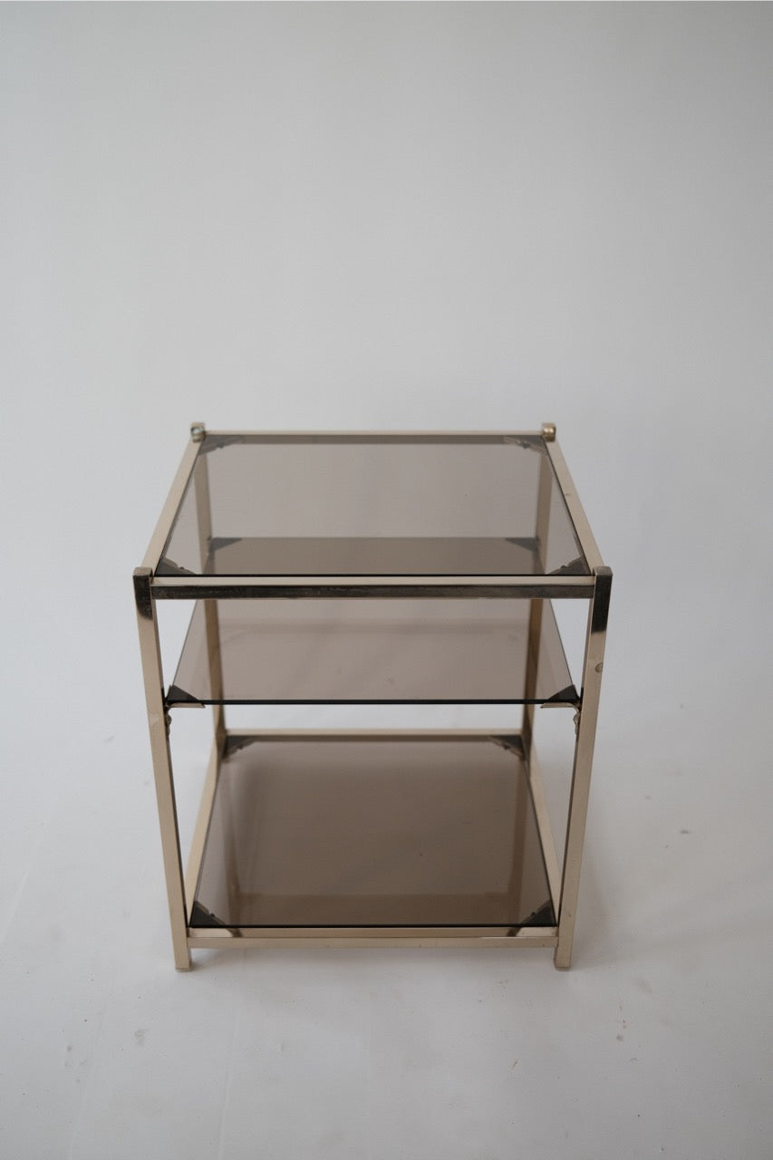Vintage Brass sidetable w. amber glass tabletops