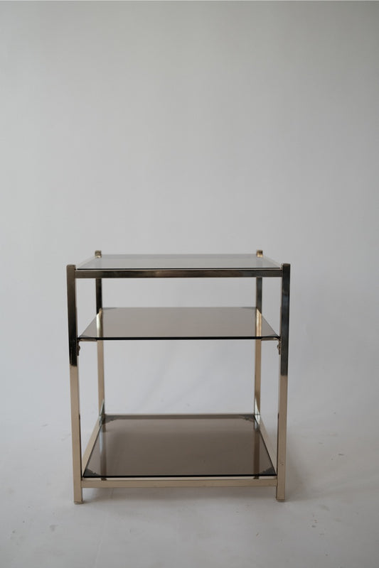 Vintage Brass sidetable w. amber glass tabletops