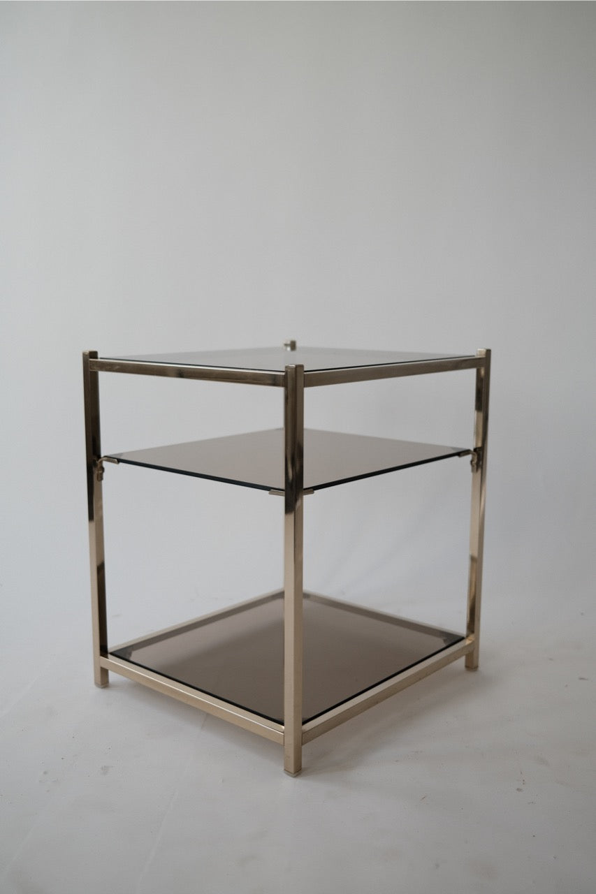 Vintage Brass sidetable w. amber glass tabletops