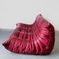 Dark red Leather Togo 3 seatsr